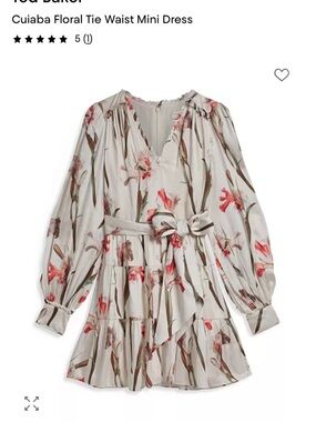 Ted Baker Cream Mini Dress with Pink Floral Trim